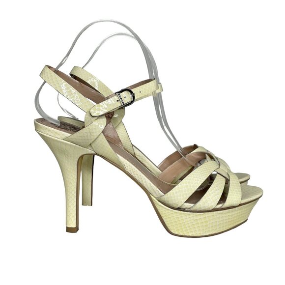 Vince Camuto 9.5 Toleo patent leather heels cream yellow - Picture 1 of 14